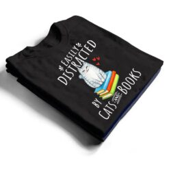 Easily Distracted by Cats and Books - Funny Cat & Book Lover T Shirt - Dream Art Europa