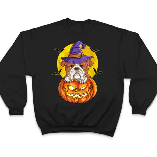 English Bulldog Witch Pumpkin Halloween Dog T Shirt
