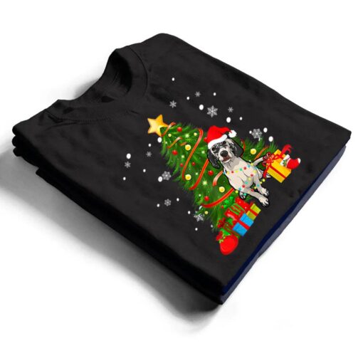 English Setter Santa Christmas Tree Light Pajama Dog Xmas T Shirt