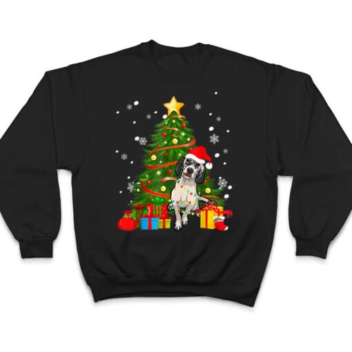 English Setter Santa Christmas Tree Light Pajama Dog Xmas T Shirt