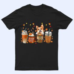 Fall Coffee Pumpkin Spice Latte Iced Corgi Dogs Thanksgiving T Shirt