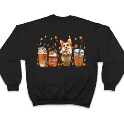 Fall Coffee Pumpkin Spice Latte Iced Corgi Dogs Thanksgiving T Shirt - Dream Art Europa