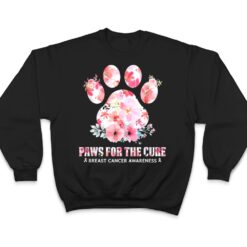 Floral Paws For He Cure Dog Cat Breast Cancer Awareness T Shirt - Dream Art Europa