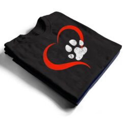 For The Love Of My Dog- Red Heart & White Dog Paw - Grunge T Shirt - Dream Art Europa