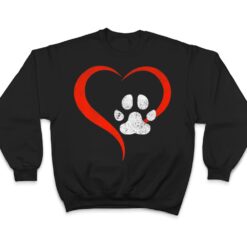 For The Love Of My Dog- Red Heart & White Dog Paw - Grunge T Shirt - Dream Art Europa