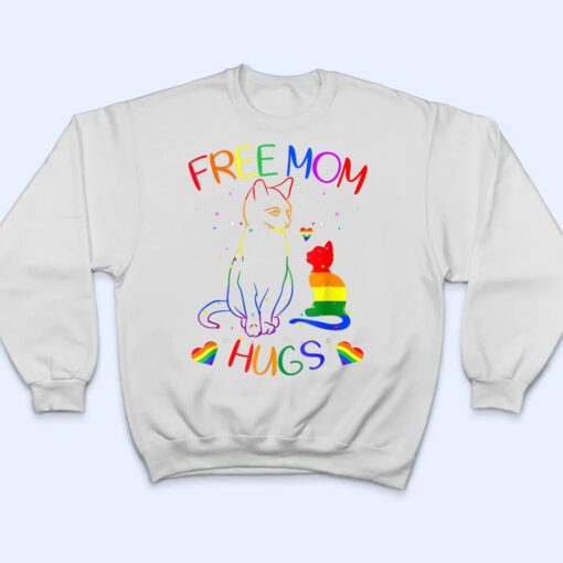 Free Mom Hugs LGBT Cat Gay Pride Rainbow T Shirt