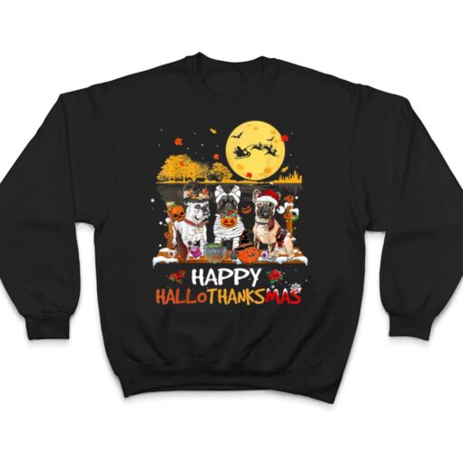 French Bulldog Happy Hallothanksmas Halloween Thanksgiving T Shirt