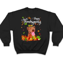 Fun Pitbull Thanksgiving Autumn Dog Lover T Shirt - Dream Art Europa