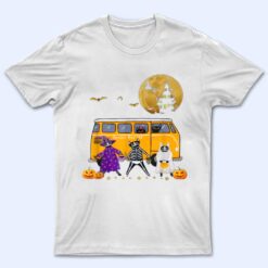 Funny Black Cat Halloween School Bus First Day Of School T Shirt