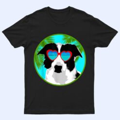 Funny Border Collie Dog With Sunglasses on the Beach T Shirt