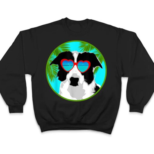 Funny Border Collie Dog With Sunglasses on the Beach T Shirt