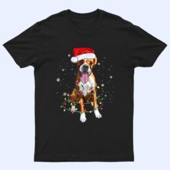 Funny Boxer Dog Tree Christmas Lights Xmas Pajama Matching T Shirt