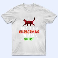 Funny Cat Christmas Lights Buffalo Red Plaid Xmas Gift Girls T Shirt