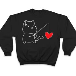 Funny Cat Fishing Heart Valentines Day T Shirt - Dream Art Europa