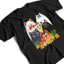 Funny Cat Happy Colorful Flowers T Shirt - Dream Art Europa