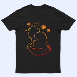 Funny Cat Leaf Fall Hello Autumn For Cute Kitten Lover T Shirt