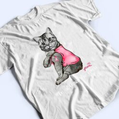 Funny Cat Pink Ribbon In October We Wear Pink Breast Cancer T Shirt - Dream Art Europa