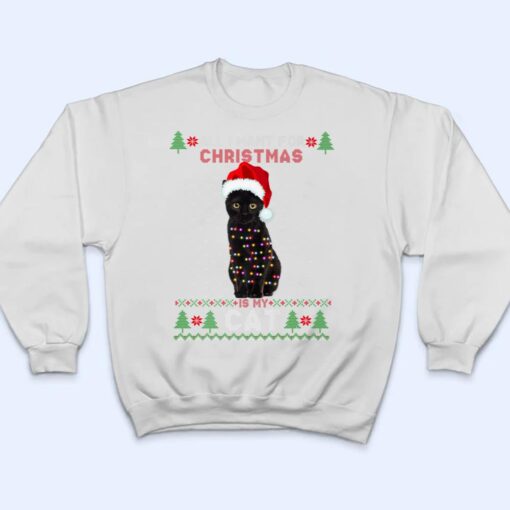 Funny Cat lovers Cute Cat Santa Hat Ugly Christmas Sweater Premium T Shirt