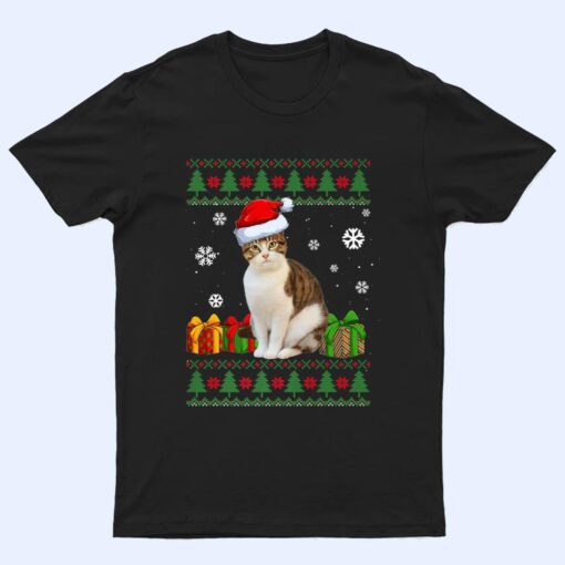 Funny Cat lovers Cute Cat Santa Hat Ugly Christmas Ver 2 T Shirt