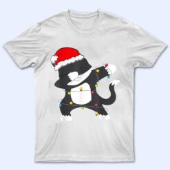 Funny Christmas Dabbing Cat Lights Santa Hat For Kids Boys T Shirt