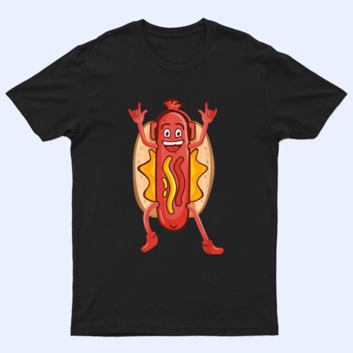 Funny Dancing Hot Dog Design For Kids Boys Girls Hotdog Gag Ver 2 T Shirt