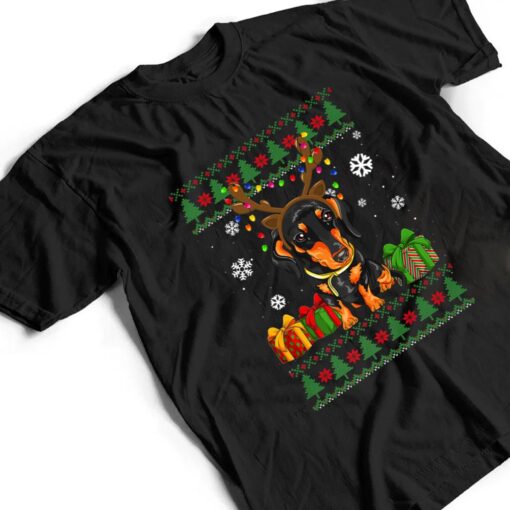 Funny Dog lovers Dachshund Santa Hat Christmas Ver 1 T Shirt
