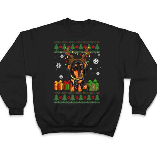 Funny Dog lovers Dachshund Santa Hat Christmas Ver 1 T Shirt