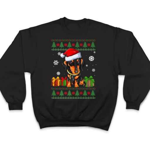 Funny Dog lovers Dachshund Santa Hat Christmas Ver 2 T Shirt