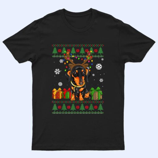 Funny Dog lovers Dachshund Santa Hat Christmas Ver 3 T Shirt