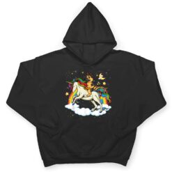 Funny German Shepherd Dog Riding Unicorn & Rainbow T Shirt - Dream Art Europa