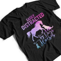 Funny Horse Women Girls Easily Distracted By Dogs & Horses T Shirt - Dream Art Europa