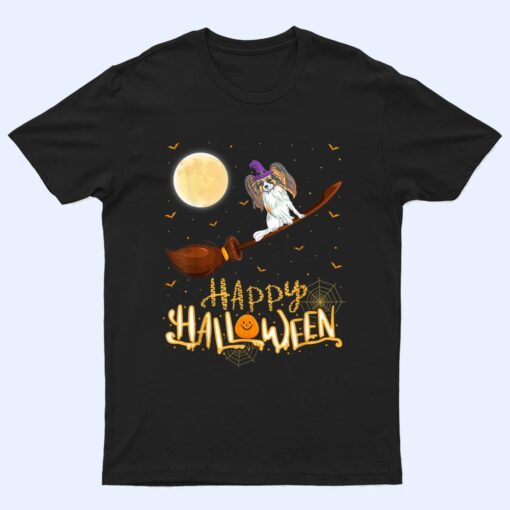 Funny Papillon Ride Witch Shotgun Papillon Dog Halloween T Shirt