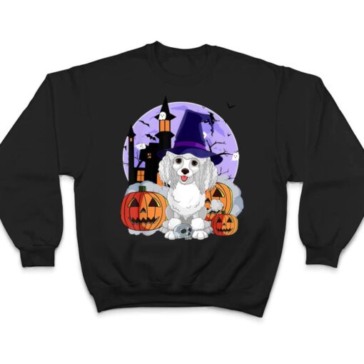 Funny Poodle Dog Halloween Witch Pumpkin T Shirt