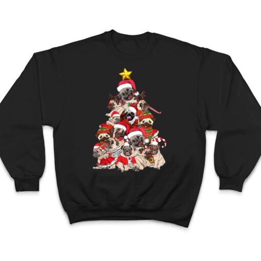 Funny Pug Christmas Tree Dog Santa Merry Pugmas Xmas Gifts T Shirt