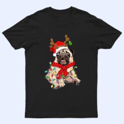 Funny Pug Dog Reindeer Antlers Lights Christmas Pajama Xmas T Shirt