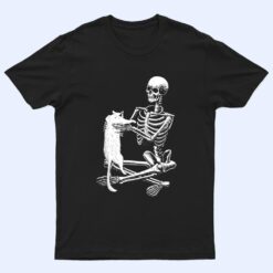 Funny Skeleton Holding A Cat Halloween T Shirt