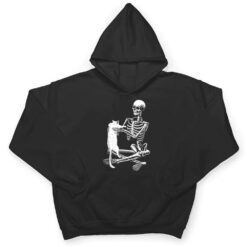 Funny Skeleton Holding A Cat Halloween T Shirt - Dream Art Europa