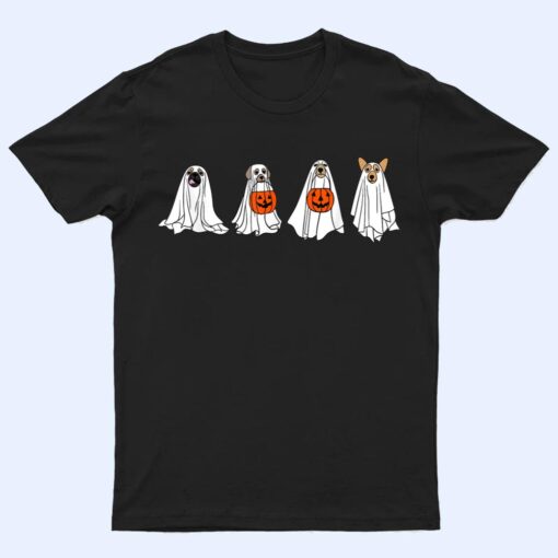 Funny Spooky Season Retro Jackolantern Ghost Dog Halloween T Shirt