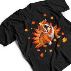 Funny Turkey English Bulldog Dog Maple Leaf Thanksgiving Day T Shirt - Dream Art Europa