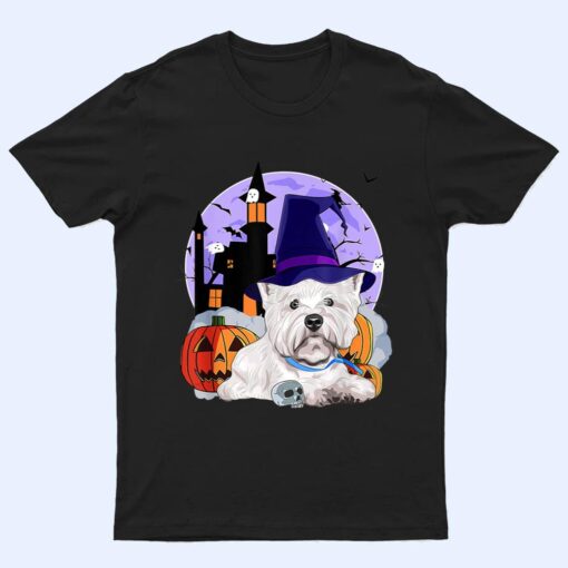 Funny Westie Dog Halloween Witch Pumpkin T Shirt