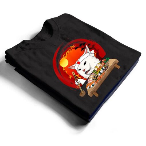 Funny White Cat Meme Eating Sushi Kawaii Sushi Cat T Shirt