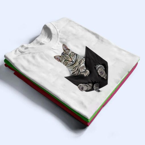 Furry Cute Cat Serious Face Pocket T Shirt