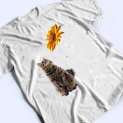 Furry Gray Cat Looking at the Sunflower T Shirt - Dream Art Europa