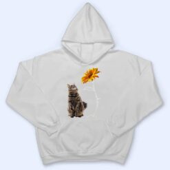 Furry Gray Cat Looking at the Sunflower T Shirt - Dream Art Europa