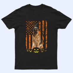 German Shepherd Dog Pumpkin American Flag Witch Halloween T Shirt