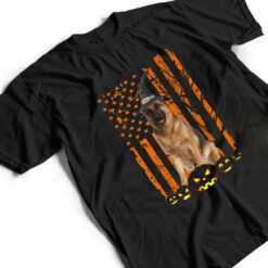 German Shepherd Dog Pumpkin American Flag Witch Halloween T Shirt - Dream Art Europa