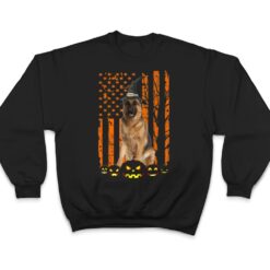 German Shepherd Dog Pumpkin American Flag Witch Halloween T Shirt - Dream Art Europa