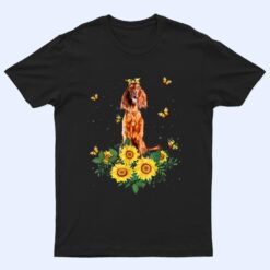 Girls Women Mom Irish Setter Dog Sunflower T Shirt