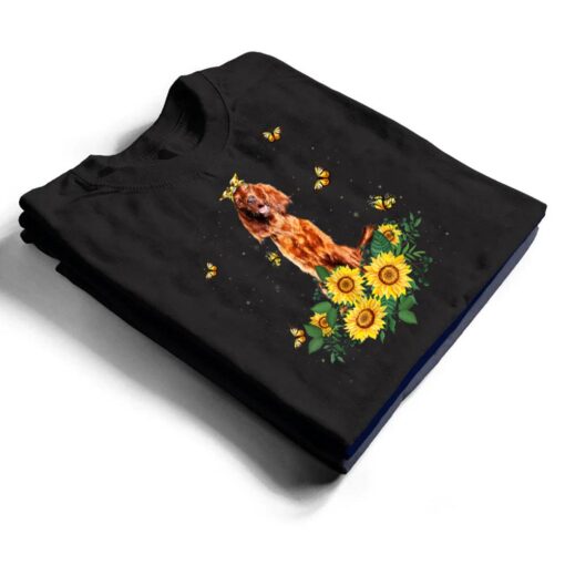 Girls Women Mom Irish Setter Dog Sunflower T Shirt