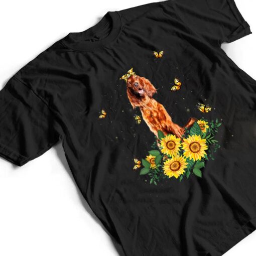 Girls Women Mom Irish Setter Dog Sunflower T Shirt